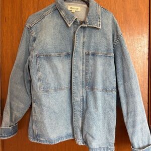 Madewell Men's Washed Denim Work Jacket in Light Blue